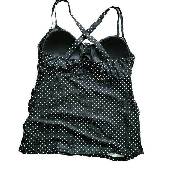 Maternity Black Polka Dots Bikini Tankini Top Swimsuit - Picture 3 of 4